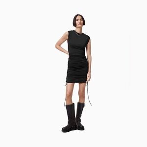All Saints Ruched Black Mini Dress